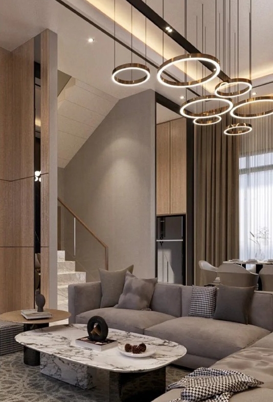 Deli Riverview show unit living room interior render