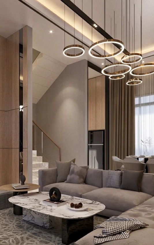 Deli Riverview show unit living room interior render