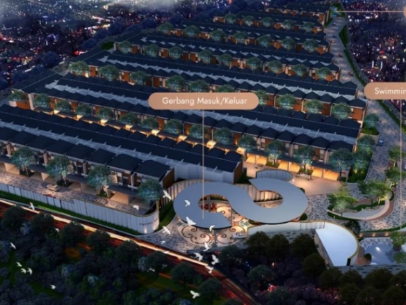 Kensington townhouse development masterplan aerial render, Medan Sunggal