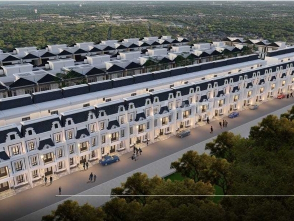 Mutiara Jade townhouse development aerial render, Percut Sei Tuan, Deli Serdang