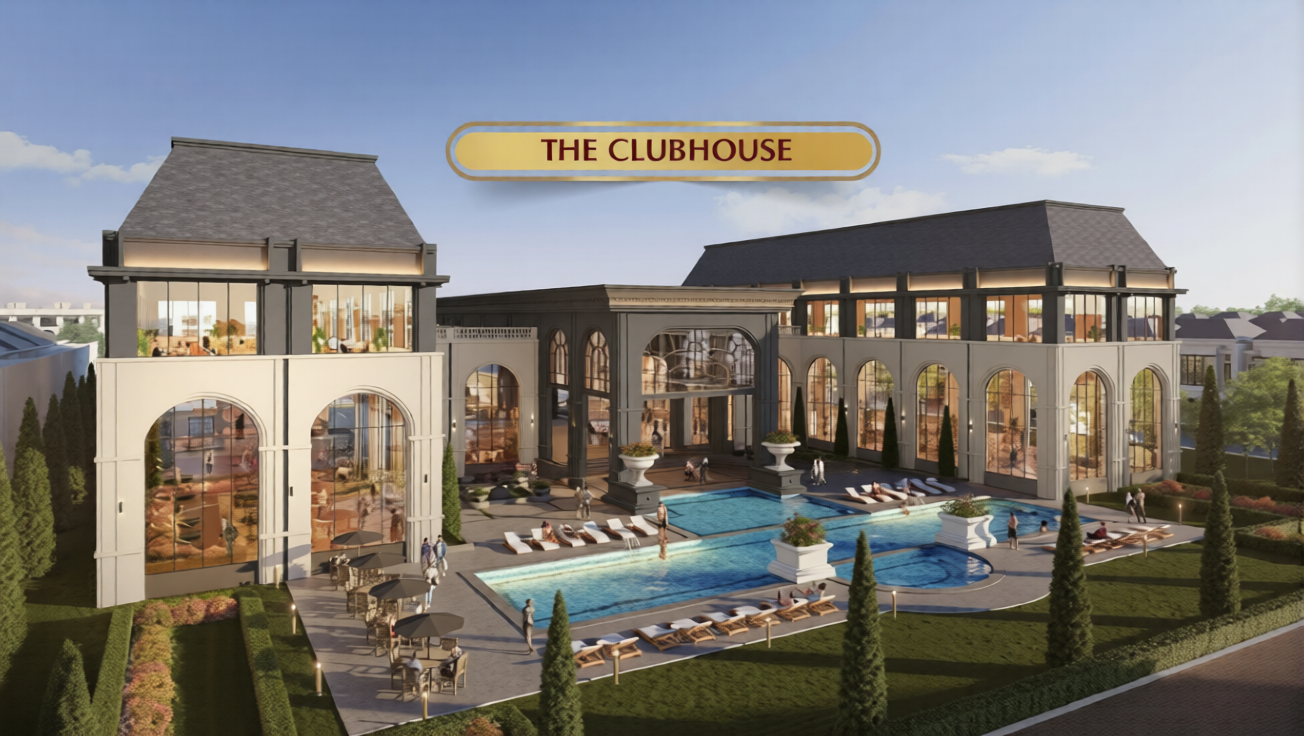 Pesona Indah Cemara clubhouse and pool render, Percut Sei Tuan