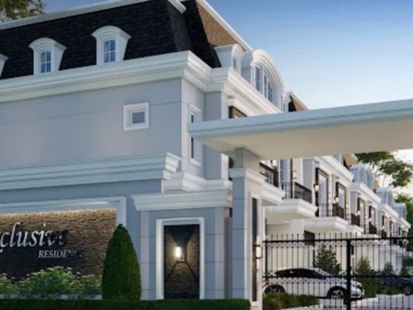 The Exclusive Residence corner facade with signage, Medan Timur
